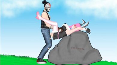 Surrendering to the Skull Masked Raper, the Bunny Girl Finds Fire in her Orifices!