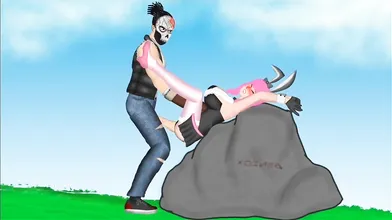 Surrendering to the Skull Masked Raper, the Bunny Girl Finds Fire in her Orifices!