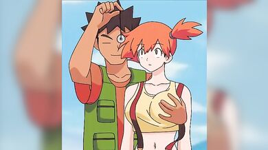 Brock, the Pokemon trainer, grabs Mistys boobs as he explores the Pokemon world
