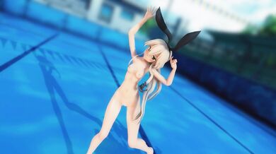 A hottie named Shimakaze invites you to a deep blue town where she will unleash her dream heart in an MMD R18 video Will you take the offer?