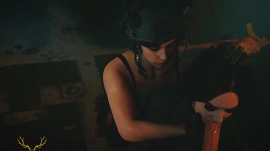 Watch two beautiful detectives interrogate a suspect while riding their dildos!