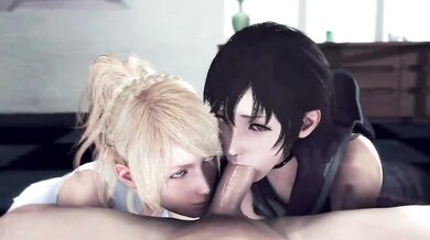 The Squishy Sisters: Luna and Iris Share a Cum-Shackled Cock - LazyProcrastinator