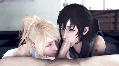 The Squishy Sisters: Luna and Iris Share a Cum-Shackled Cock - LazyProcrastinator