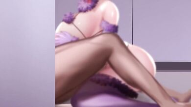 A beautiful young woman, Kyrielight, is masturbating on her bed while watching an English subbed hentai video featuring a girl named Rinhee