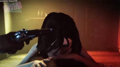 This is a hentai porn scene where Elizabeth is for*ced at gunpoint by some Windfall gangsters to perform sexual acts on them against her will