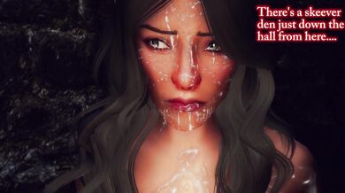 A group of Skyrim bandits engage in a gangbang with the bard, who uses her skills to turn the experience into a musical masterpiece