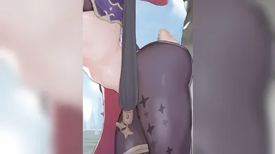 Hypnotized Mona and Hilichurl (groping each other)