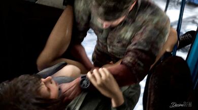 In a snowy forest, Joel and Ellie are lost in their own desires