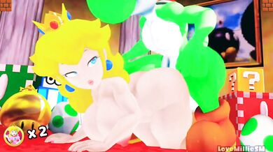 Little Princess Peach and Yoshi Get It On with Love Millie in a Hot Hentai Adventure!