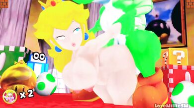Little Princess Peach and Yoshi Get It On with Love Millie in a Hot Hentai Adventure!