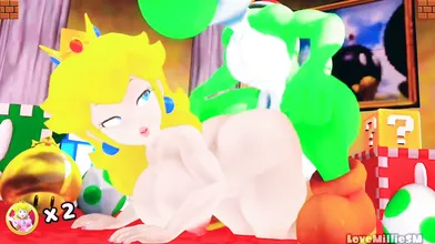 Little Princess Peach and Yoshi Get It On with Love Millie in a Hot Hentai Adventure!