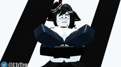 The sexy cartoon boy Liz and her hot adventures in the Roblox world