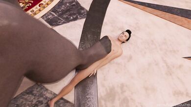 Watch as Lady Dimitrescu receives a delightful footjob animation in this X-rated hentai porn video!