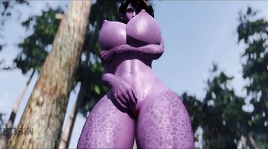 Fantasy adventure: The curvy purple dragon babe masturbates alone in the enchanted forest while exploring her inner desires