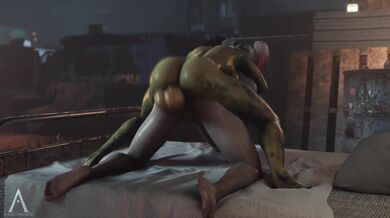 Harley Quinn and Poison Ivy doggy style in Amazonium