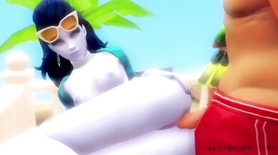 A sexy thief steals the show during a family vacation in Widowmaker: Hot Holidays - StealthClobber