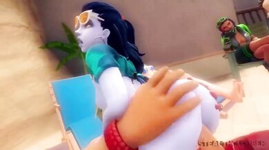 A sexy thief steals the show during a family vacation in Widowmaker: Hot Holidays - StealthClobber