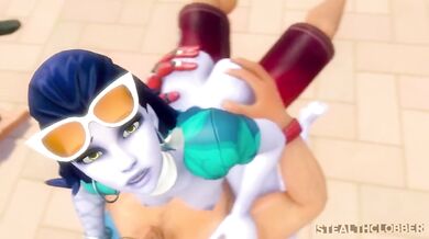 A sexy thief steals the show during a family vacation in Widowmaker: Hot Holidays - StealthClobber