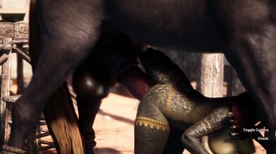 The Centaurs Carnal Instinct Fucks the Female Lizard in a Hentai Porn Scene