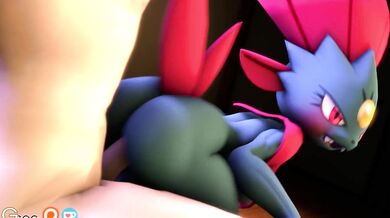 Watch as the sleek and dangerous Weavile gets taken by two rough and ready men in this intense, thrilling porn scene!