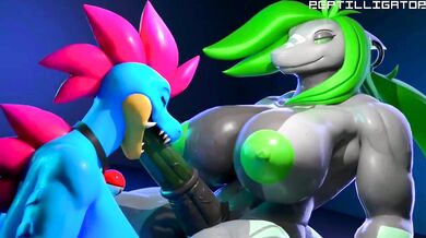 The Reptilligator and his mate Dauna X Yukigatr take their forbidden love to the next level in this scorching hot hentai video