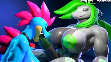 The Reptilligator and his mate Dauna X Yukigatr take their forbidden love to the next level in this scorching hot hentai video
