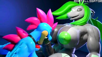 The Reptilligator and his mate Dauna X Yukigatr take their forbidden love to the next level in this scorching hot hentai video