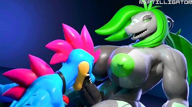 The Reptilligator and his mate Dauna X Yukigatr take their forbidden love to the next level in this scorching hot hentai video